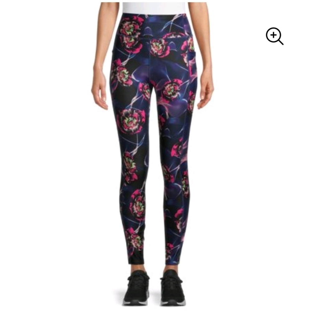 NWT WOMENS ATHLETIC FLORAL LEGGINGS YOGA PANTS XS